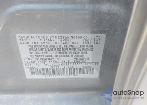 2016 Nissan Sentra S from USA, damaged, VIN 3N1AB7AP7GY257761